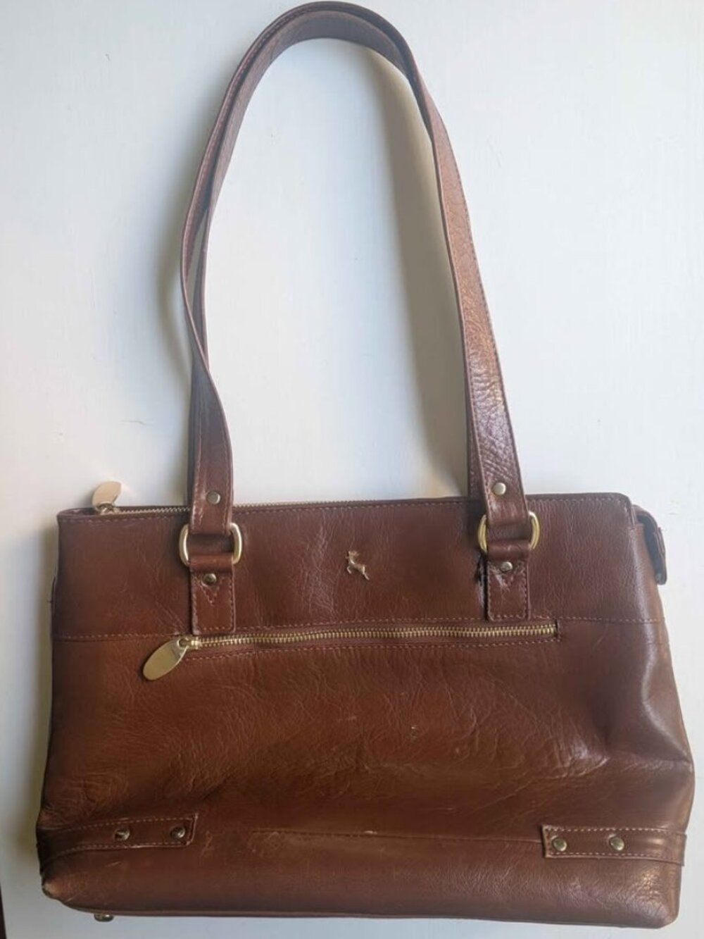 Ashwood Leather Brown Velutto Eleganza Shoulder Tote Bag